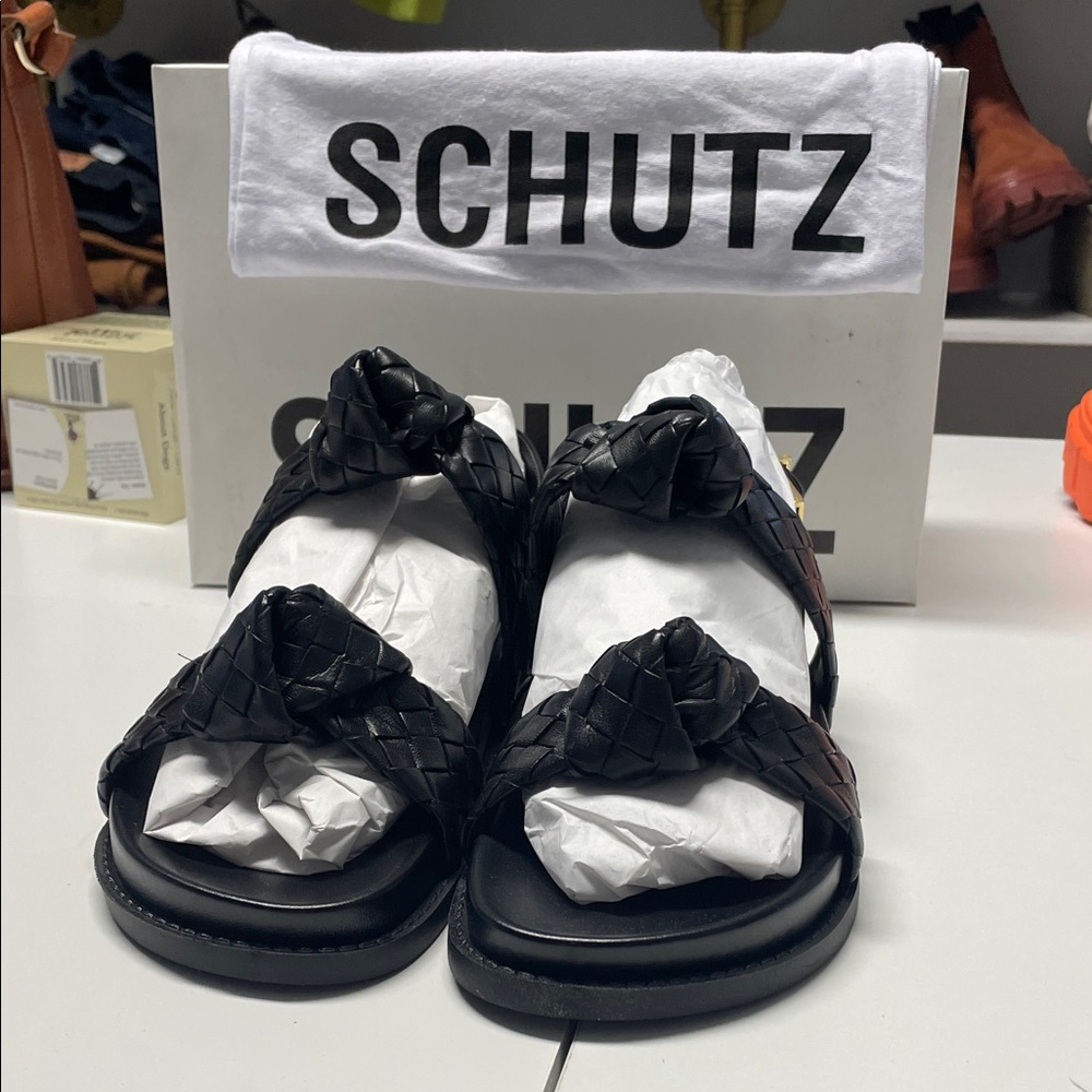 Brand New: SCHUTZ Black Braided Sandals